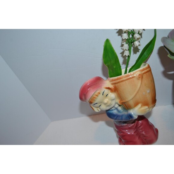 1950s Vintage Dutch Planters Kitsch Bucket Boy and Girl - Picture 2 of 8